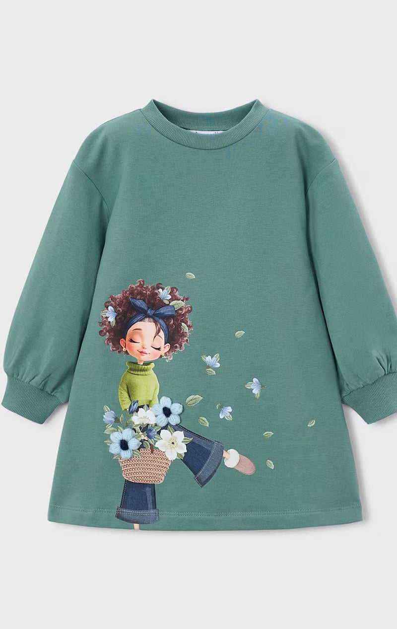Vestito felpa serigrafia      MAYORAL 4914  Alloro