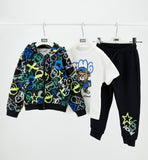TUTA JOGGING DUE PEZZI iDO 4H435  PANNA-MULTICOLOR