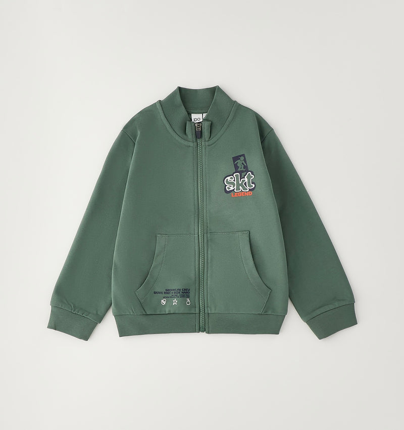 FELPA APERTA ML CON ZIP O CON BOTTONI iDO 4H265  VERDE MILITARE