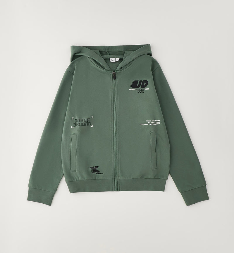 FELPA APERTA ML CON ZIP O CON BOTTONI iDO 4H820  VERDE MILITARE