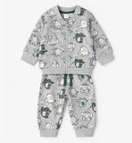 TUTA JOGGING DUE PEZZI iDO 4H012  GRIGIO MELANGE-VERDE