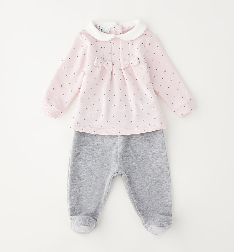 TUTINA DUE PEZZI CON PIEDE iDO 4H182  ROSA-GRIGIO